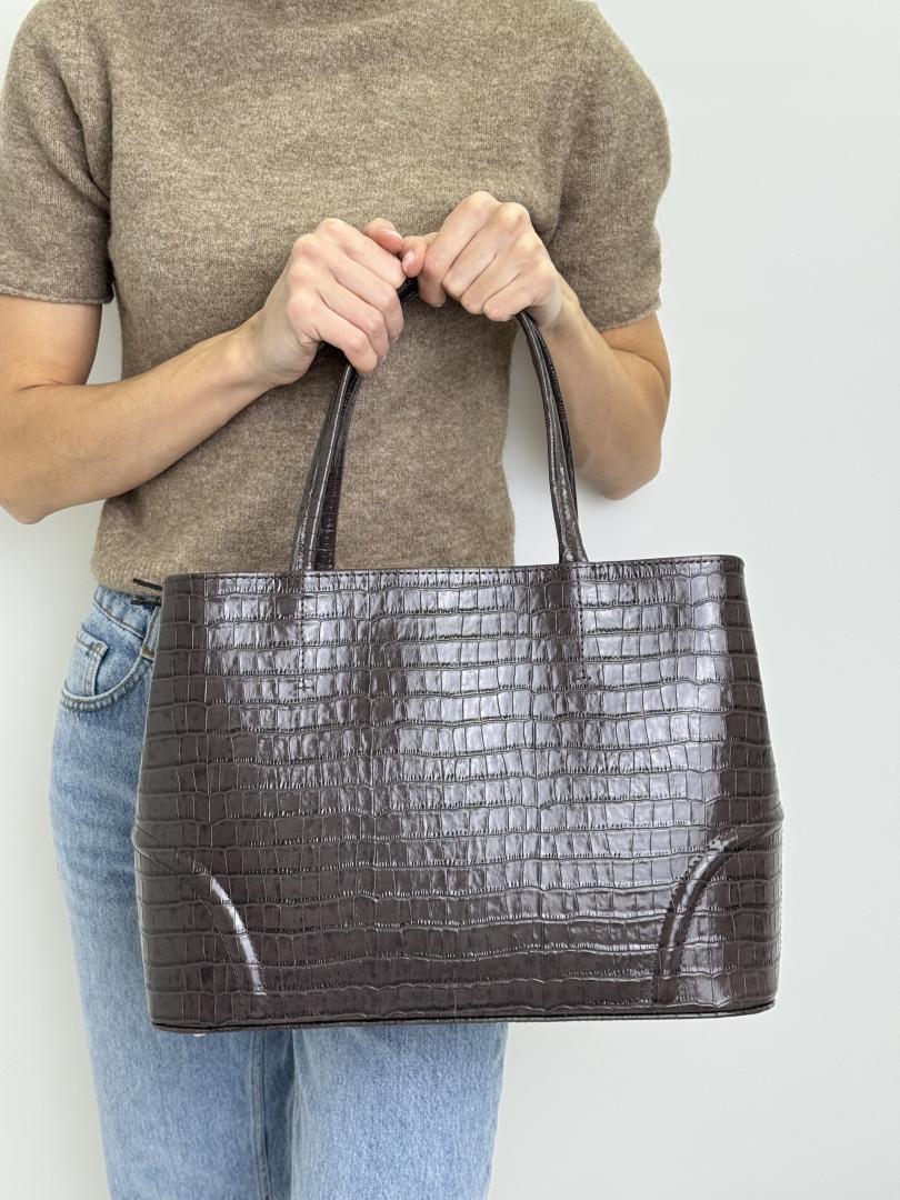 Сумка женская кожаная шоколадная FM1063X