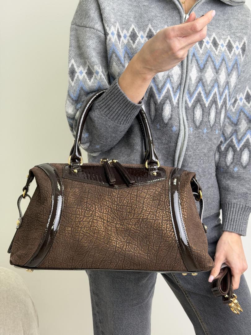 Сумка женская кожаная шоколадная FM1756C