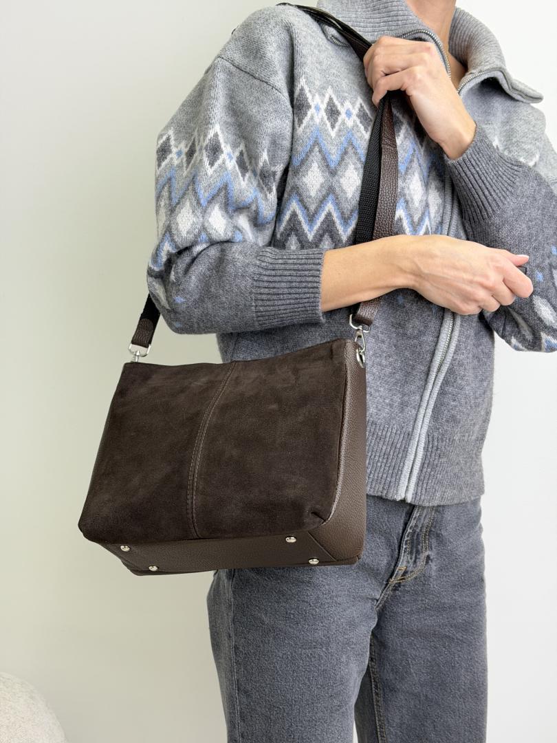 Сумка женская кожаная шоколадная FM1778D