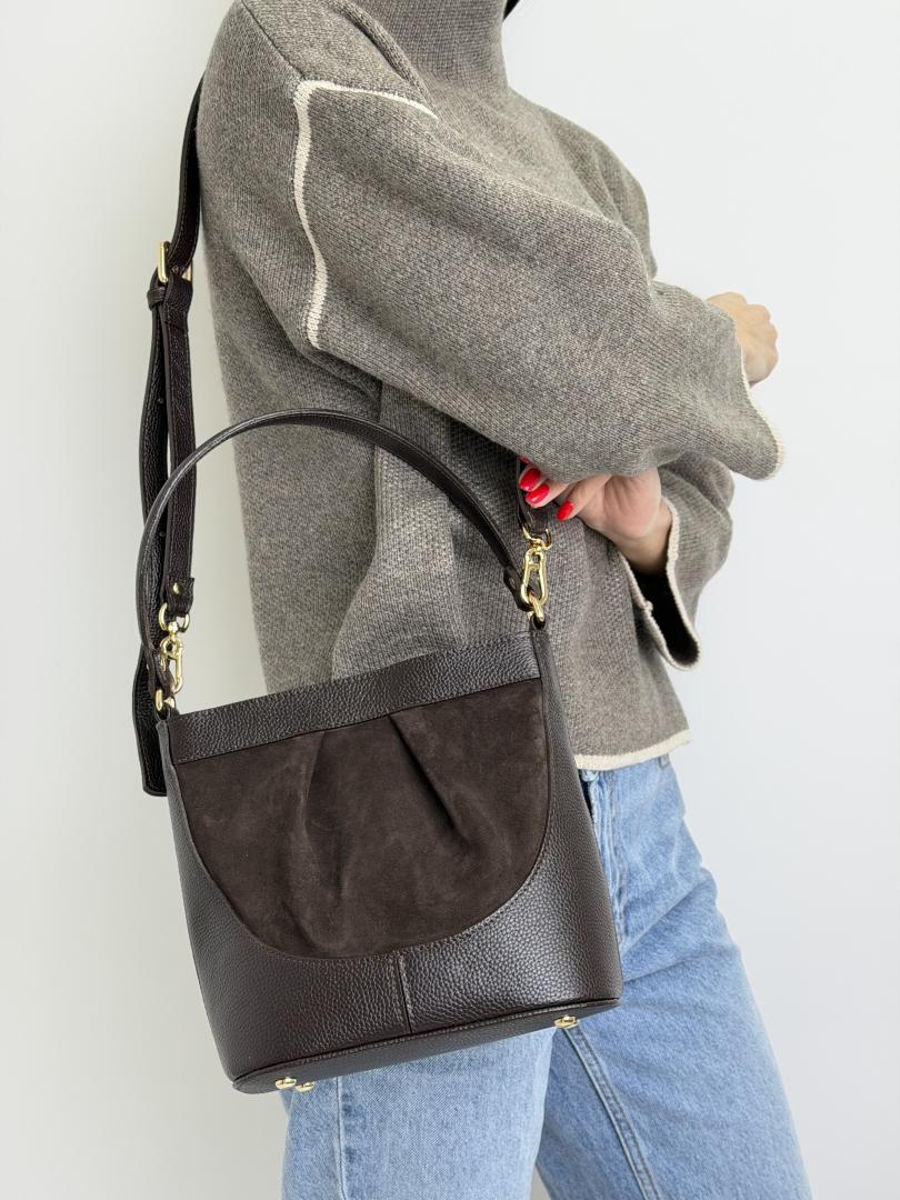 Сумка женская кожаная шоколадная FM1779A