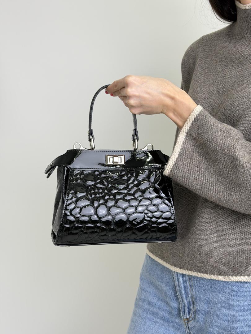 Сумка женская кожаная черная FM1484D