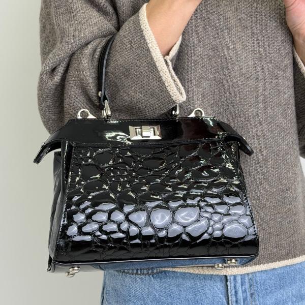 Сумка женская кожаная черная FM1484D