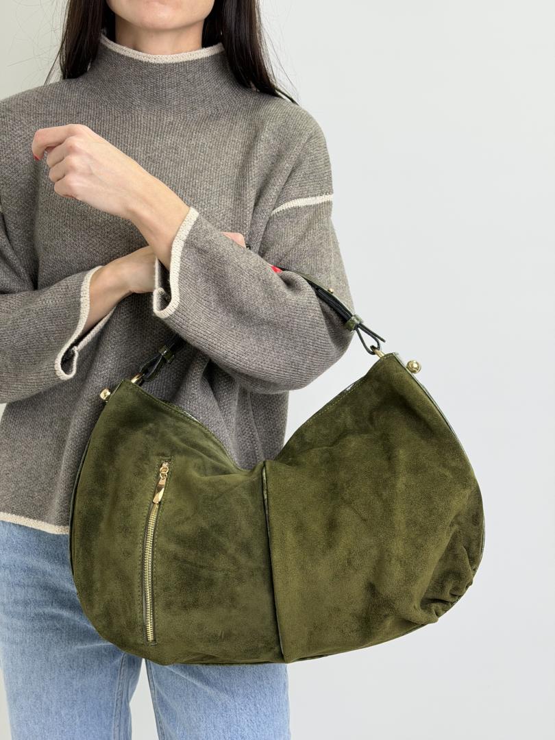 Сумка жіноча шкіряна оливкова FM1377C