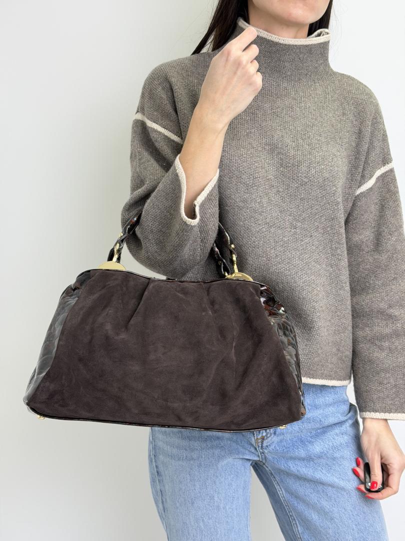 Сумка женская кожаная шоколадная FM1781A