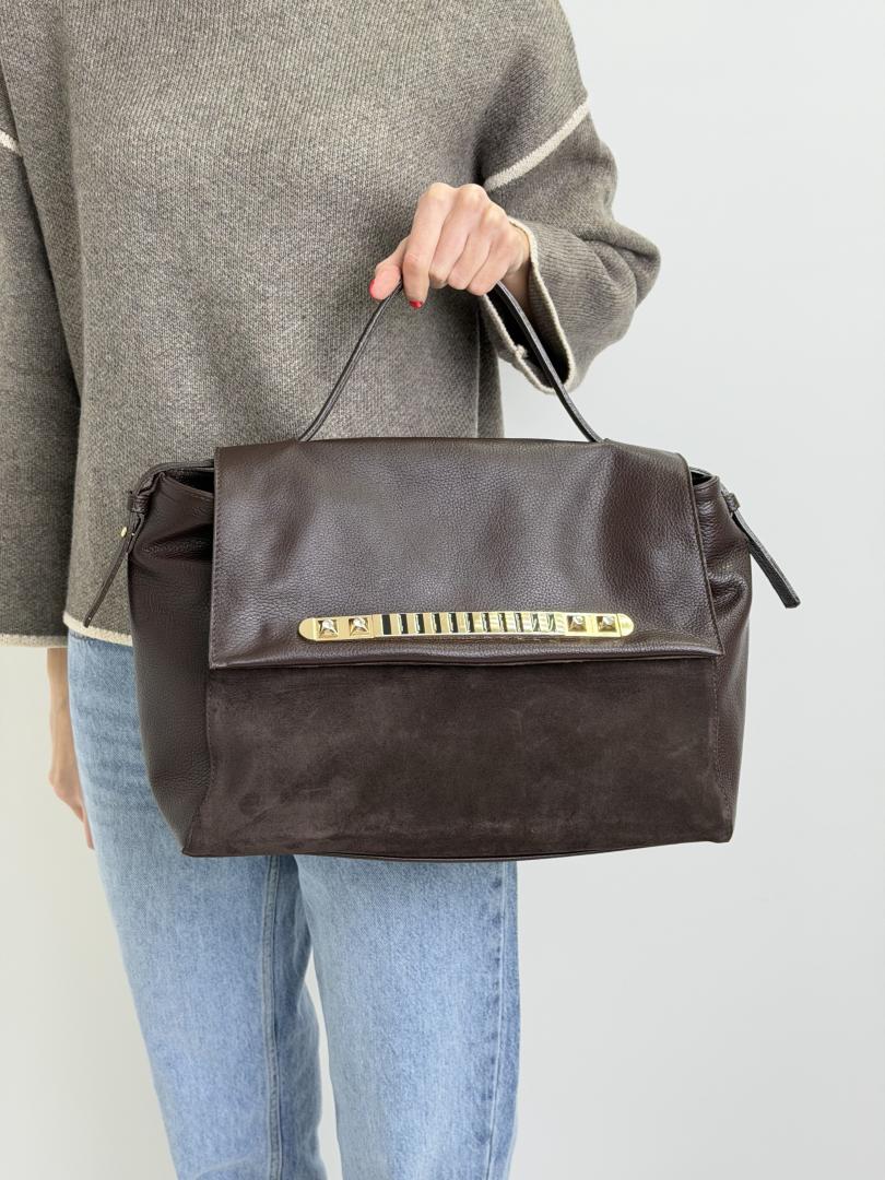 Сумка женская кожаная шоколадная FM1783A