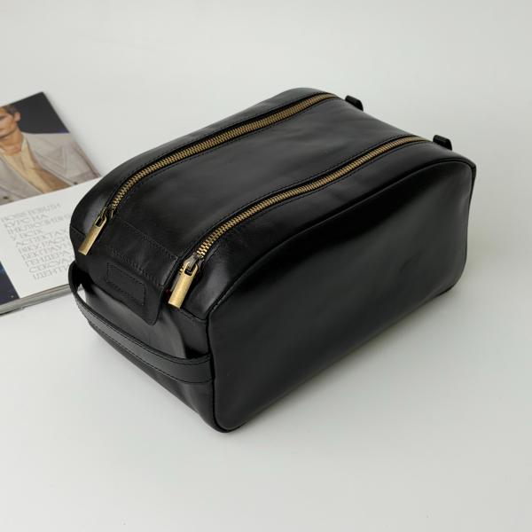 Косметичка кожаная мужская черная FM1784A