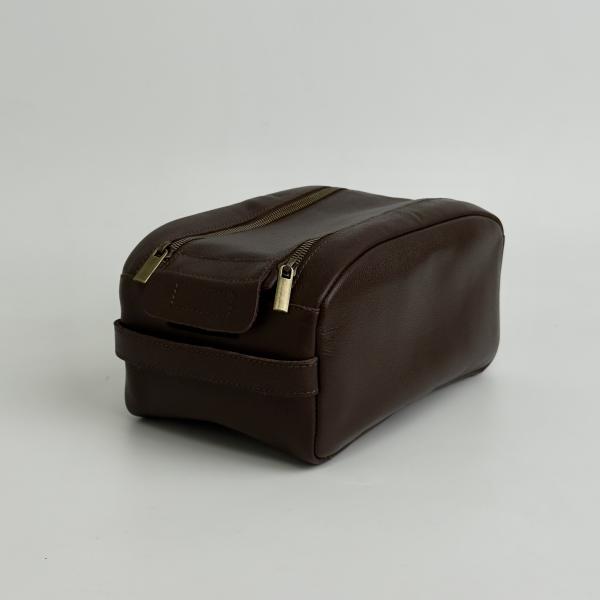 Косметичка кожаная мужская шоколадная FM1784D