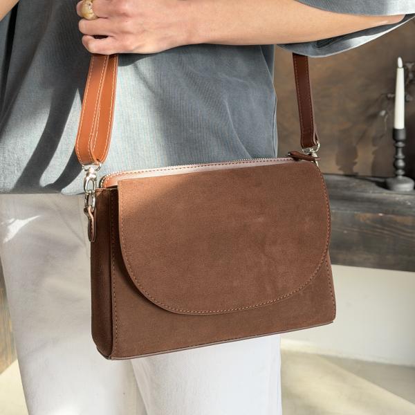 Сумка женская кожаная шоколадная FM0973AH