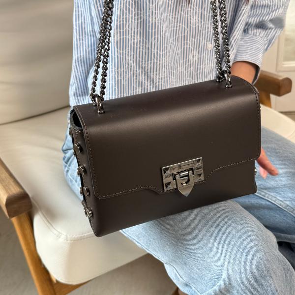 Сумка женская кожаная шоколадная FM0807U