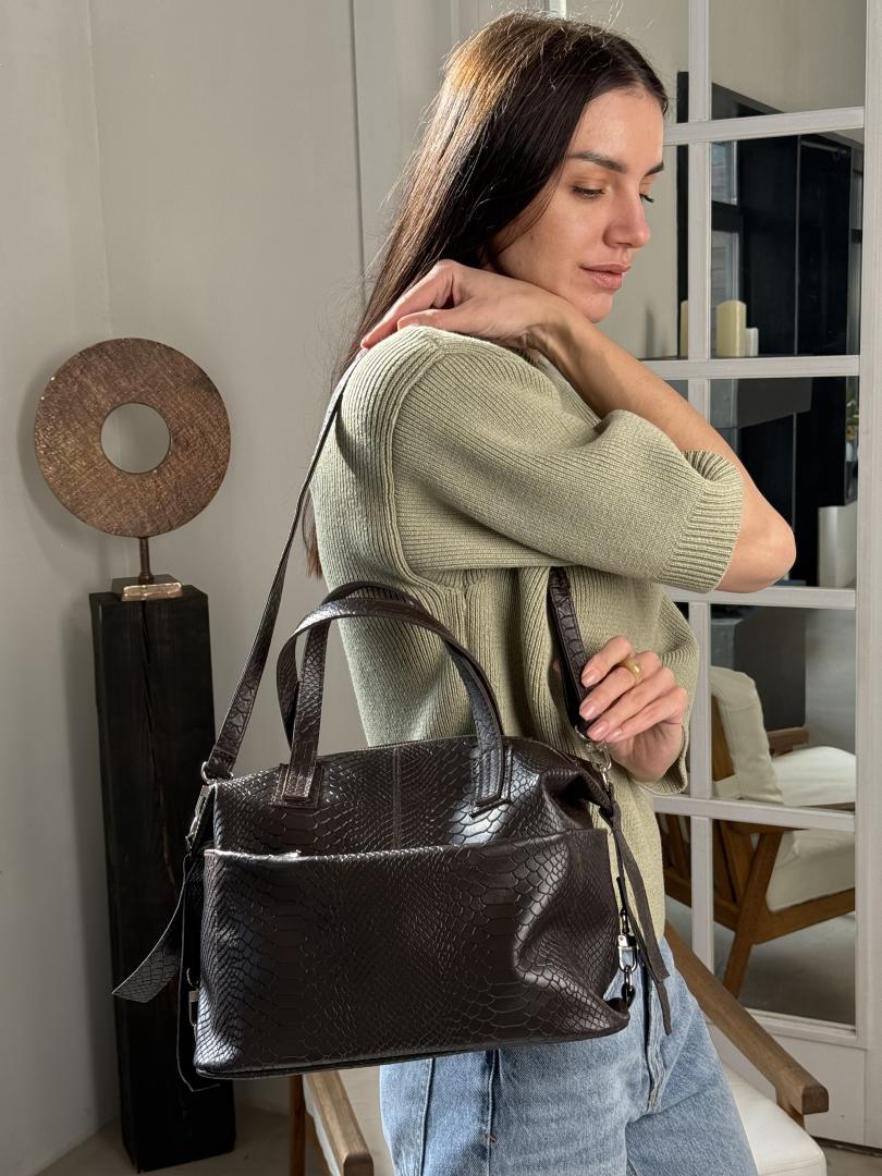 Сумка женская кожаная шоколадная FM1234H