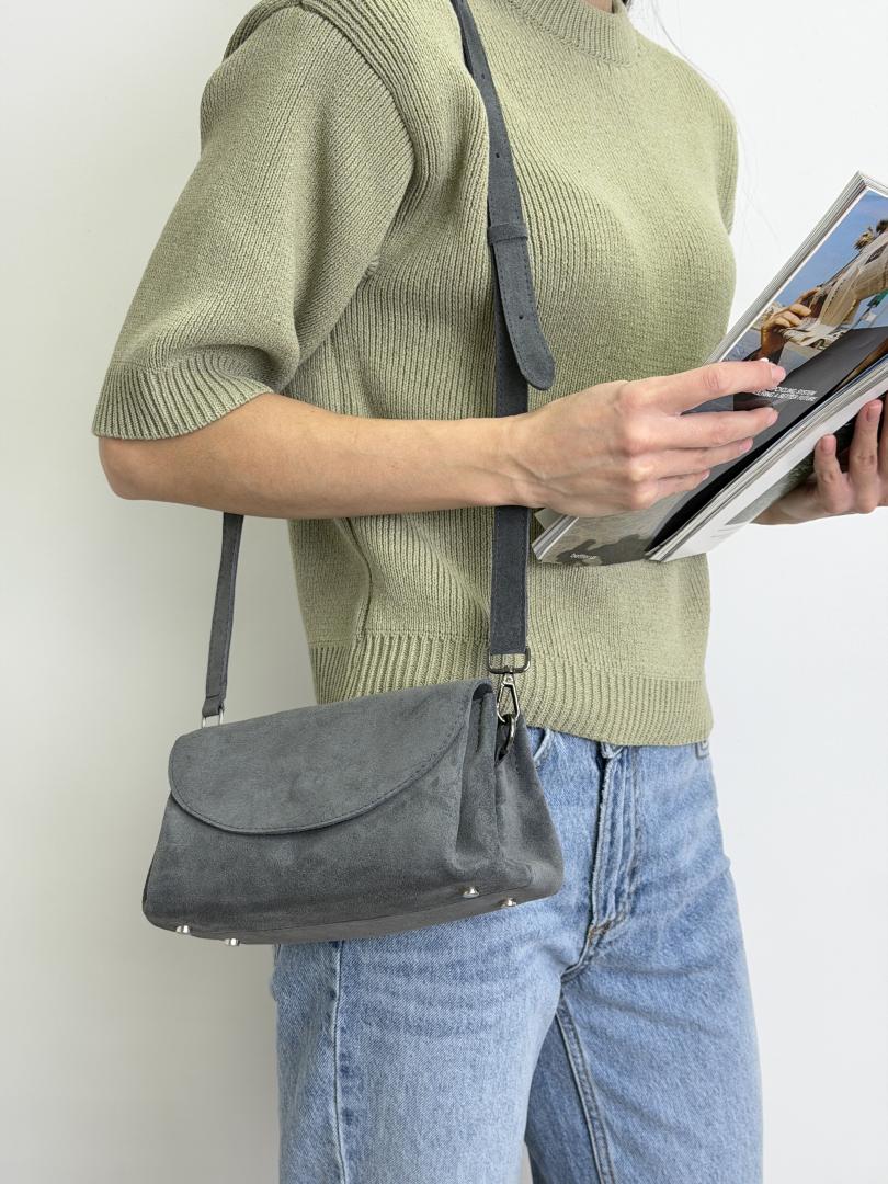 Сумка женская кожаная серая FM1666H