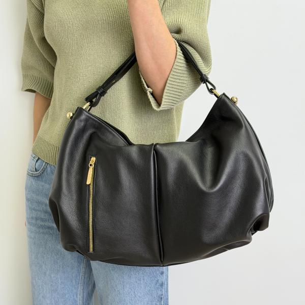 Сумка жіноча шкіряна чорна FM1377E