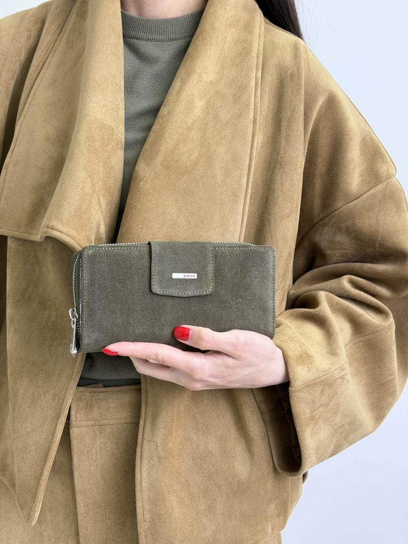 Кошелек женский кожаный оливковый FM1028N