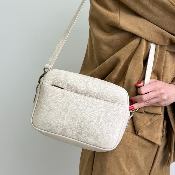 Сумка женская кожаная молочная FM1794B