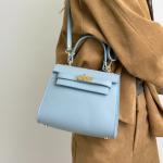 Сумка женская кожаная голубая FM1360H