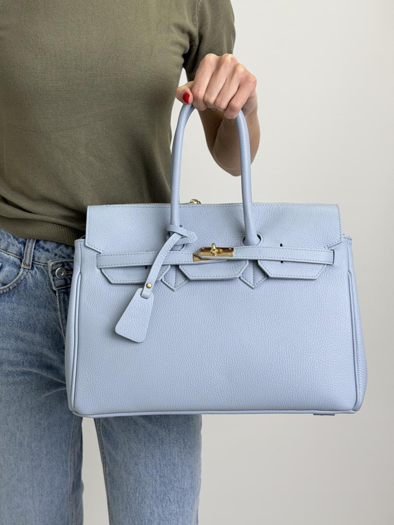 Сумка женская кожаная голубая FM1638I