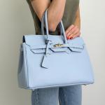 Сумка женская кожаная голубая FM1638I