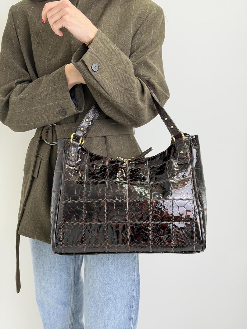 Сумка женская кожаная шоколадная FM1270AE