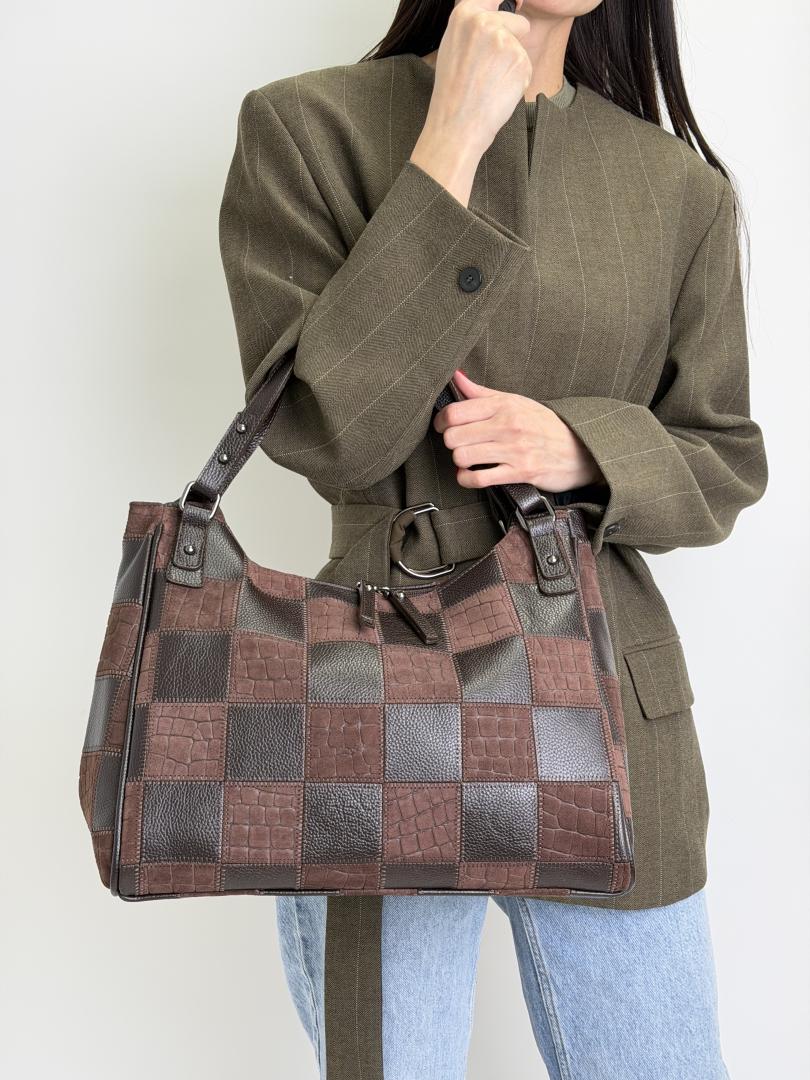 Сумка женская кожаная шоколадная FM1270AJ