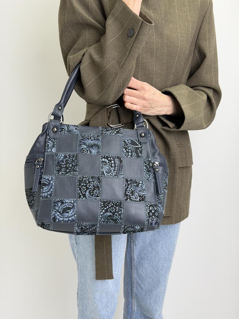 Сумка женская кожаная синяя FM1263CG