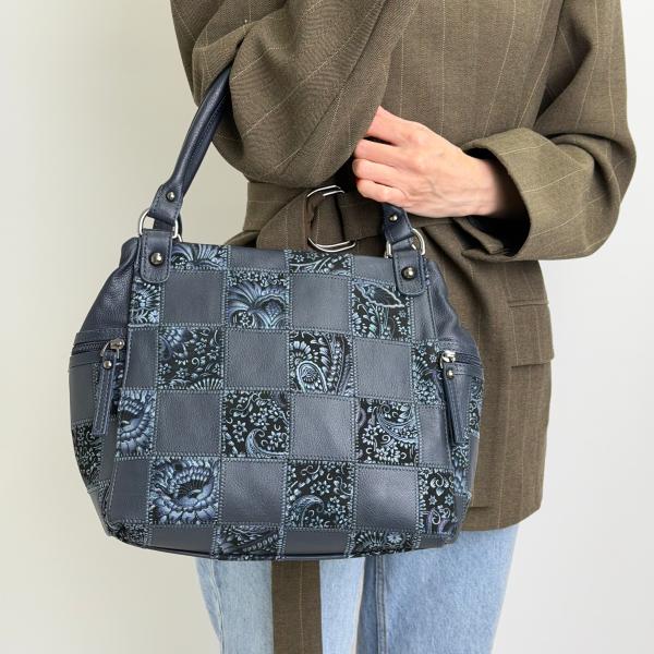 Сумка женская кожаная синяя FM1263CG