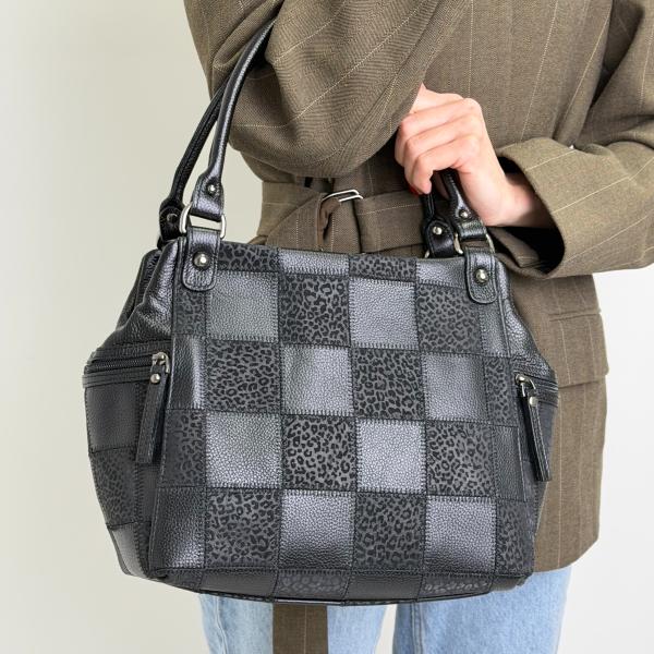 Сумка женская кожаная черная FM1263CR