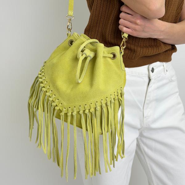 Сумка женская кожаная салатовая FM1572G