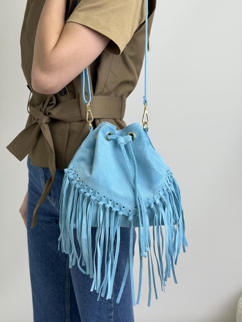 Сумка женская кожаная голубая FM1572H