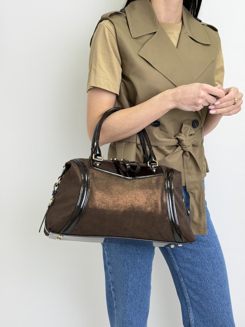 Сумка женская кожаная шоколадная FM1756F