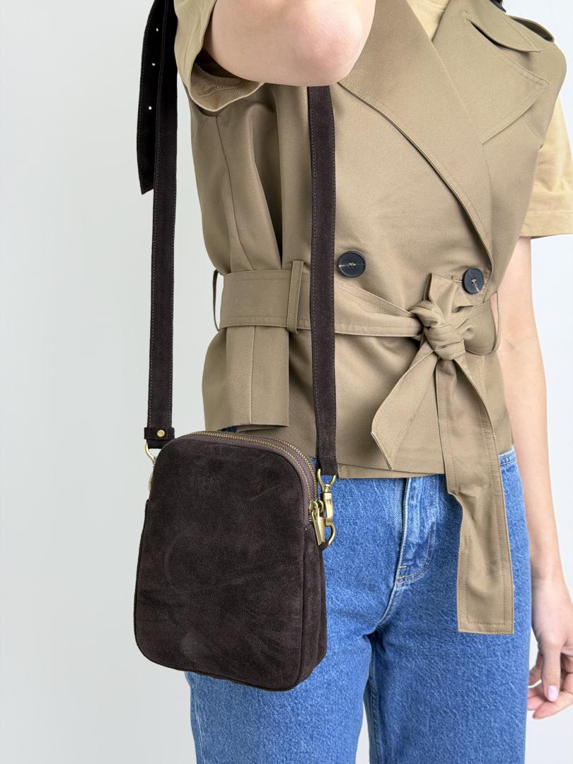 Сумка женская кожаная шоколадная FM1714K