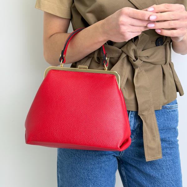 Сумка женская кожаная красная FM1742L