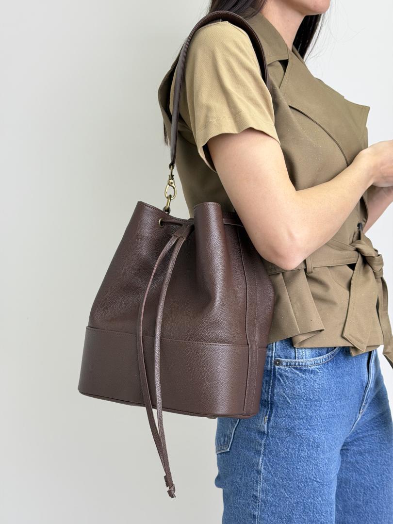 Сумка женская кожаная шоколадная FM1802B