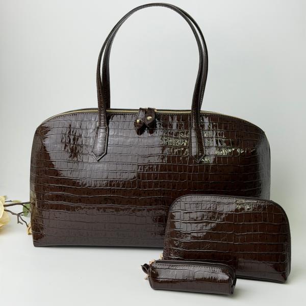Сумка женская кожаная шоколадная FM1663C