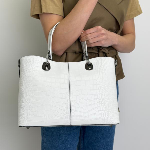 Сумка женская кожаная белая FM0785H