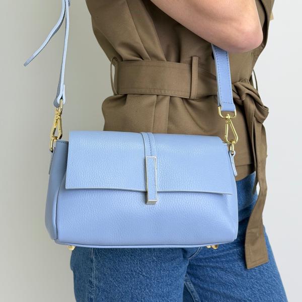 Сумка женская кожаная голубая FM1762E