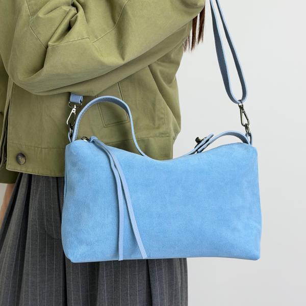 Сумка женская кожаная голубая FM1602H