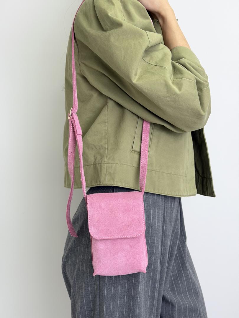 Сумка женская кожаная розовая FM1804A