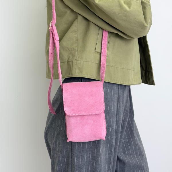 Сумка женская кожаная розовая FM1804A