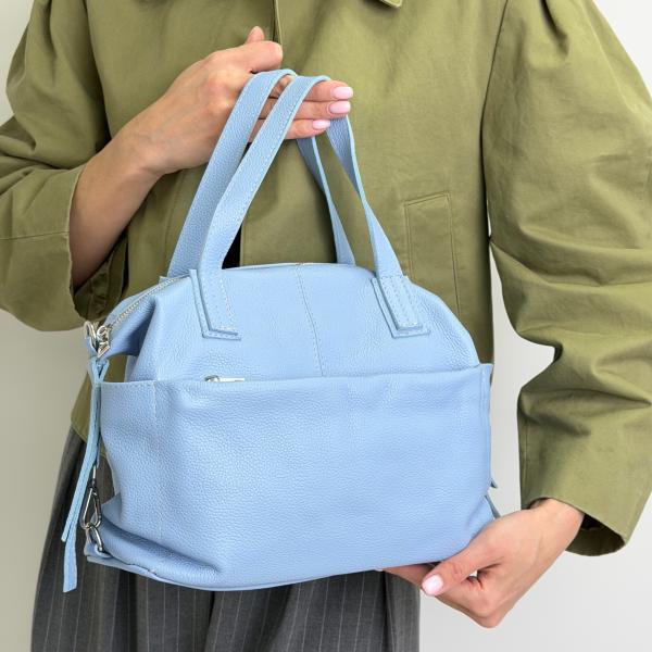 Сумка женская кожаная голубая FM1234J