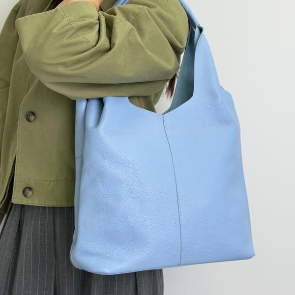 Сумка женская кожаная голубая FM1280H