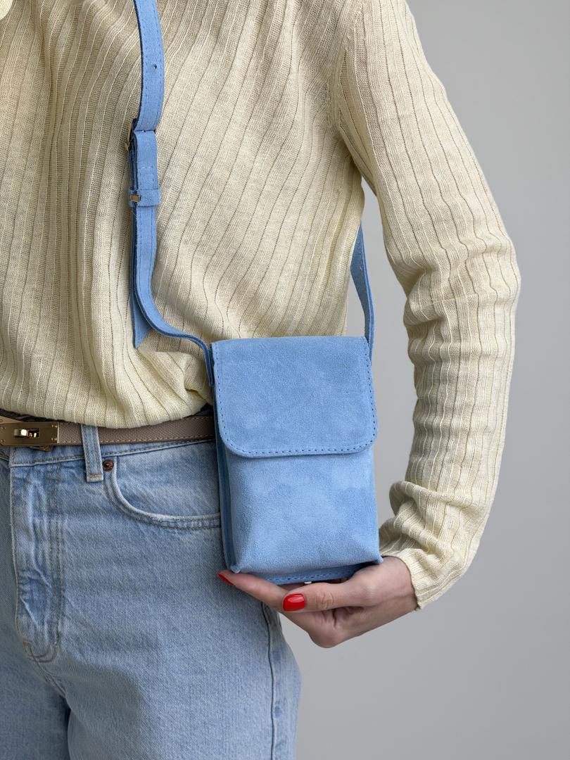 Сумка женская кожаная голубая FM1804B