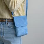 Сумка женская кожаная голубая FM1804B