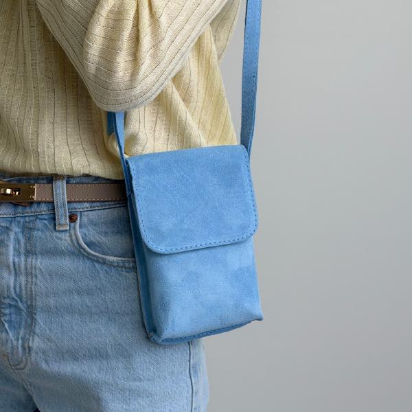 Сумка женская кожаная голубая FM1804B