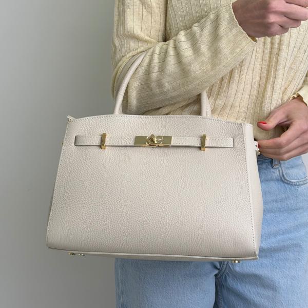 Сумка женская кожаная молочная FM1805A