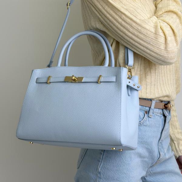 Сумка женская кожаная голубая FM1805B