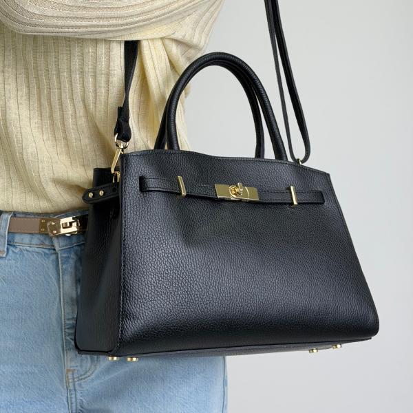 Сумка женская кожаная черная FM1805C