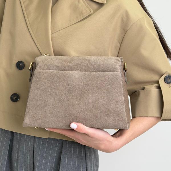 Сумка жіноча шкіряна тауп FM1809D