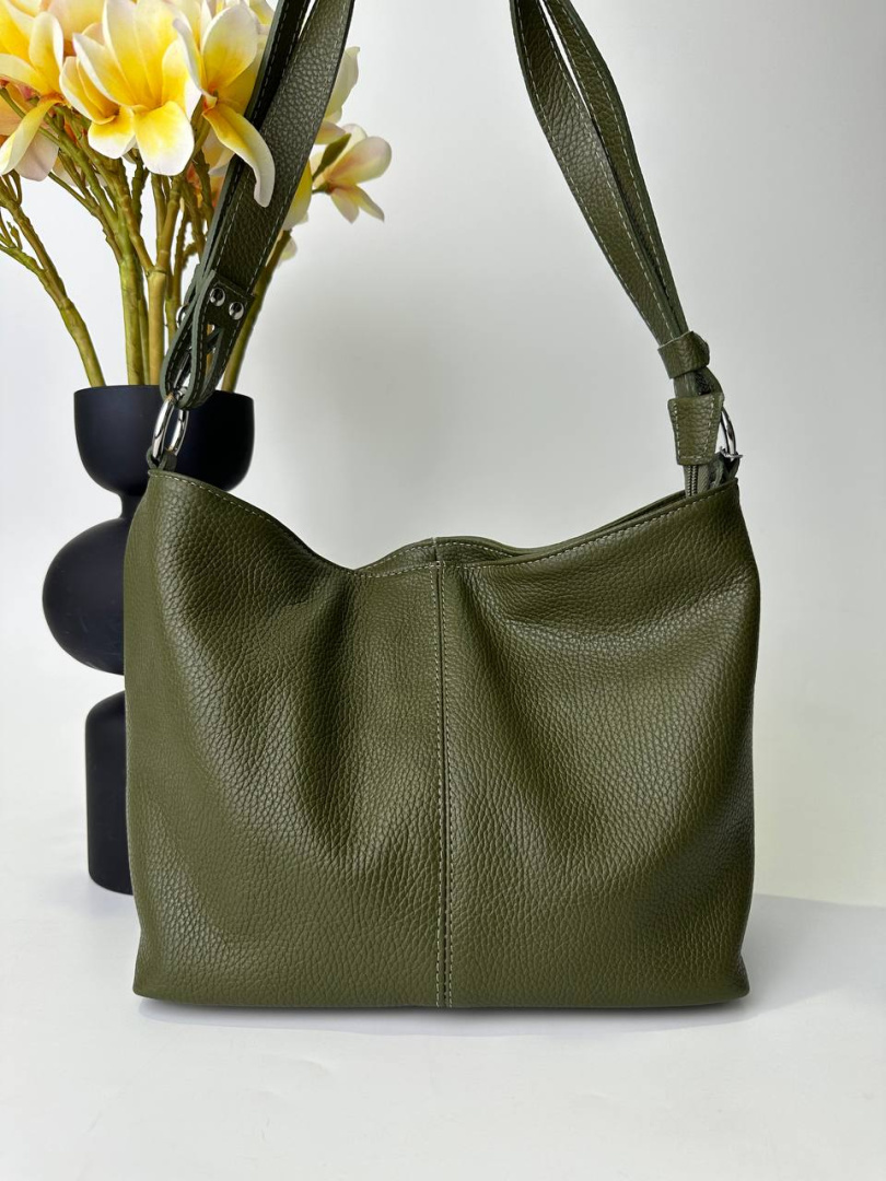 Кожаная сумка женская оливковая FM1000R