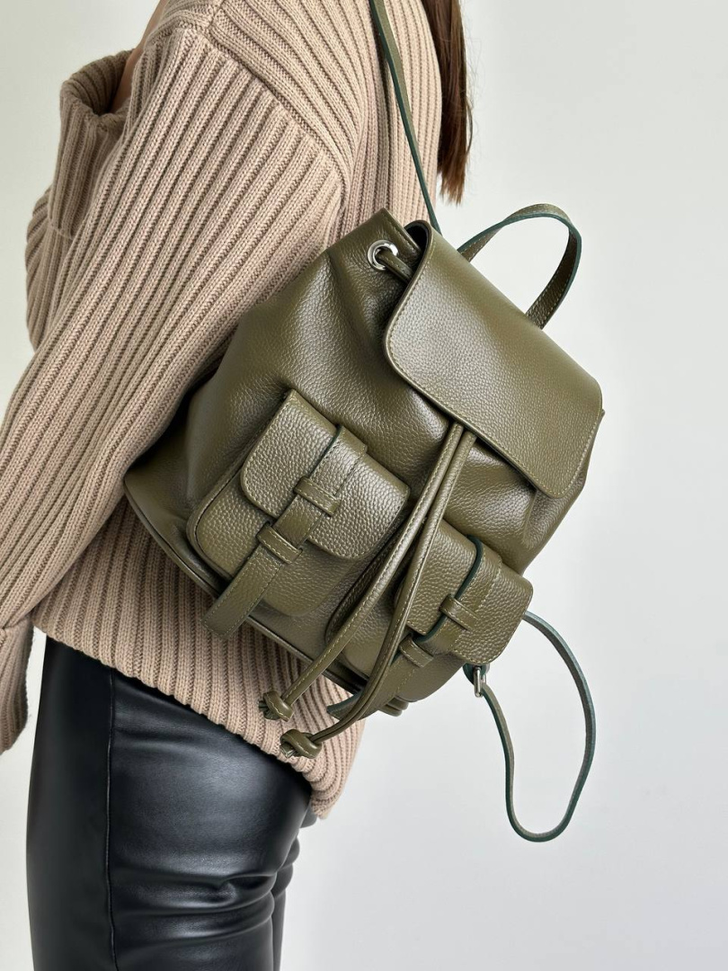 Рюкзак женский кожаный оливковый FM1384A