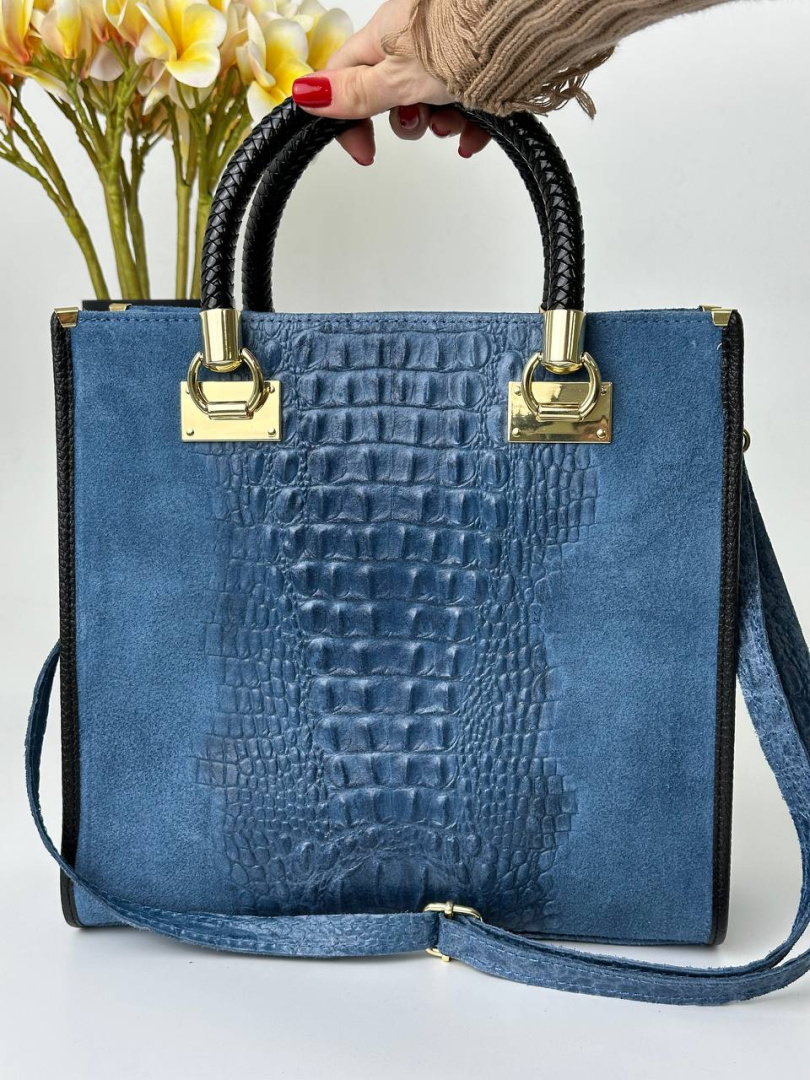 Кожаная сумка женская джинс FM1427D